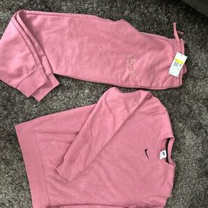 Nike Pink Glitter Sweatshirt and Joggers